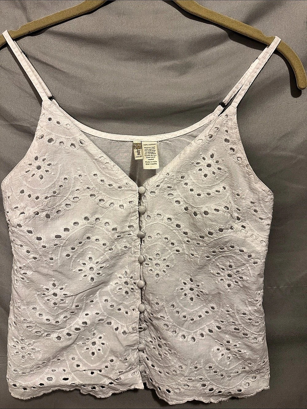 Xhilaration Embroidered Eyelet Camisole in White Size XS